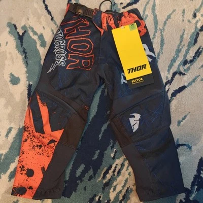 Thor Sector YOUTH Off-Road Motocross MX Gnar Pants Midnight/Orange 24 CLOSEOUT - Image 1 of 2