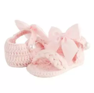 Sandalias de ganchillo rosa Baby Deer con arcos recién nacidos - Imagen 1 de 5