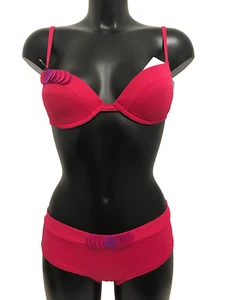 Huit 8 Macarons Hot Pink Bikini 32C 10 Underwired Air Padded Push Up & Shorty - Picture 1 of 11