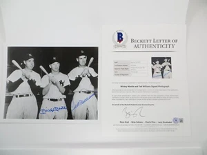 MICKEY MANTLE & TED WILLIAMS SIGNED 8x10 NY YANKEES RED SOX PHOTO BECKETT LOA - Picture 1 of 7