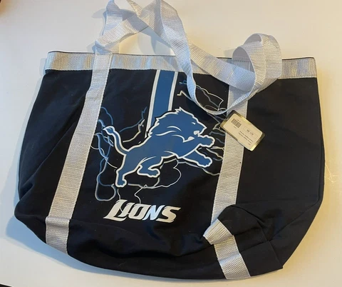 Detroit Lions Clear Reusable Bag Black Canvas Straps Durable Cover