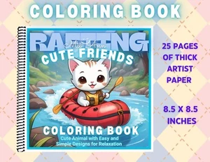 Cute Friends: Spiral Bound Coloring Book for Relaxation 25pgs - Thick Paper #07 - Picture 1 of 1