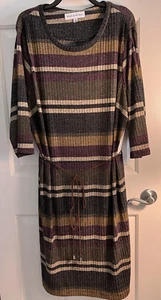 EMMA & MICHELE Dress Womens Plus Size 3X Midi Multicolored Striped Belted NWT - Picture 1 of 12