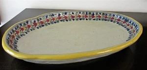 Vintage Talavera Pottery Oval Platter Handmade/Painted Tlaxcala Mexico 14.5x 10" - Picture 1 of 11