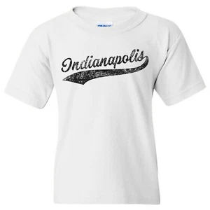 Indianapolis City Baseball Script Youth T-Shirt - White - Picture 1 of 7