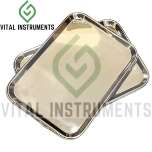 3 Flat Mayo Stand Large Instrument Trays Stainless CE Tattoo 17x12" Rolled Edges - Picture 1 of 2