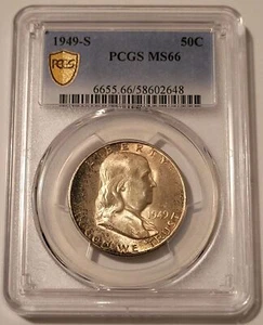 1949 S Franklin Half Dollar MS66 PCGS GSH Toned - Picture 1 of 4