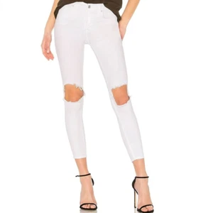 Pantalones de mezclilla Free People de ajuste ajustados a la rodilla blancos en apuros #OB636273R talla 27 - Imagen 1 de 13