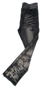 Pantalones de mezclilla de moda Nova para hombre desgastados ajustados acampanados negros lavados talla 34x32 - Imagen 1 de 13