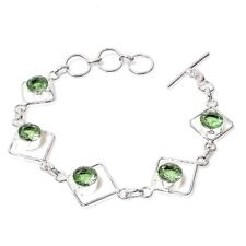 Green Tsavorite Gemstone Handmade 925 Solid Silver Jewelry Bracelet Size 7-8