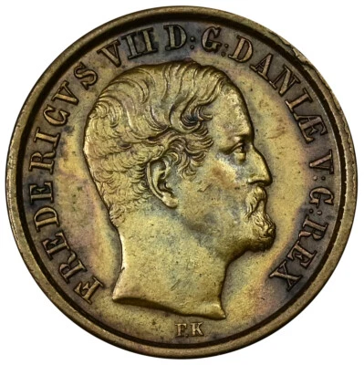DENMARK 1 Rigsbankskilling 1853 FK VS Copper AU/UNC Frederik VII - Image 1 of 2