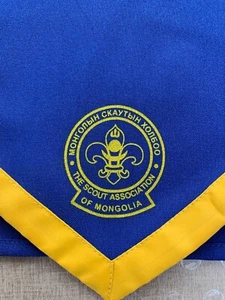 Pañuelo bufanda con logotipo Mongolia Boy Scouts azul amarillo - Imagen 1 de 4