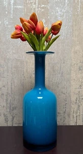 Vintage Otto Brauer Holmegaard Dänisch Blau Weiß Ummanteltes Glas 15,25" mit Tulpe - Bild 1 von 4