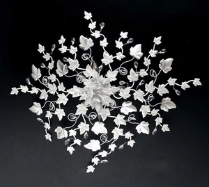 PLAFONIERA 5 LUCI FERRO BATTUTO BIANCO CRISTALLO COL.PRE ART.PL152/70B - Picture 1 of 1