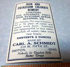 Vintage Original 1900s Iron & Potassium Chlorate Remedy bottle label, new unused
