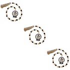  3 Pack Tassel Beads Pendant Home Accessories Decor Household Wooden