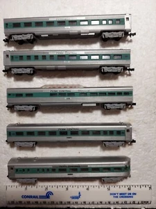 AURORA BRIEFMARKENZÜGE SPUR N PENN CENTRAL 5 WAGEN PASSANGER SET - Bild 1 von 3