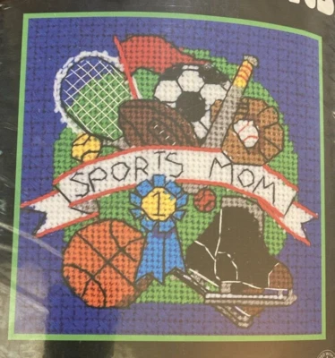 De colección Raro Dimensiones DEPORTES MAMÁ Needlepoint 1998 Kit #7180 Foto 1 de 3