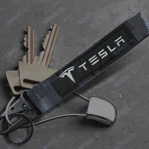 Universal Keychain Metal key Ring Hook Strap Lanyard Nylon for TESLA 2017 18 19 - Picture 1 of 7
