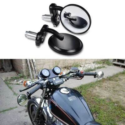 Round Motorcycle Rear View Side Handle Bar End Mirrors For Yamaha YZF R6 R3 R1 A - Изображение 1 из 4
