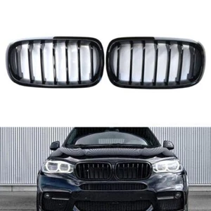 Pair Gloss Black M Sport Front Kidney Grill Grille Fit For BMW X5 F15 15-17 SUV - Picture 1 of 6