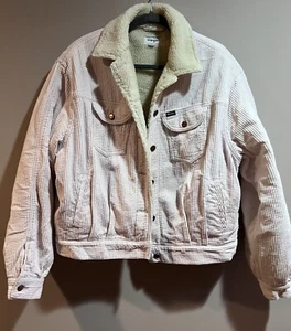 Wrangler Women's Pink Corduroy Sherpa Lined Western Jacket Sz M - Picture 1 of 13