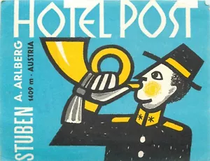 Hotel Post ~STUBEN ARLBERG - AUSTRIA~ Great Old Luggage Label, c. 1955 - Picture 1 of 2