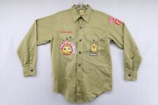 1960s BOY SCOUTS Uniform Shirt Long Sleeve Olive Green BSA Patches Pin 13 Reg