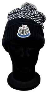 NEWCASTLE UNITED FC Official Crest Black White Knitted Bobble Hat By Castore - Picture 1 of 4