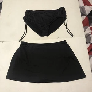 24 Ocean Women Swimwear Bottom Size Medium Set Of Two Black 4254 - Picture 1 of 13