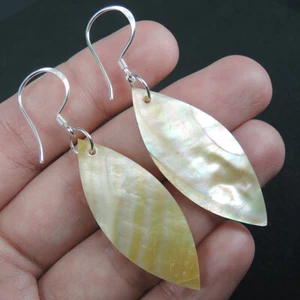 925 Sterling Silver Marquise Shape Natural Shell Earrings Jewelry, NSE-78 - Picture 1 of 6