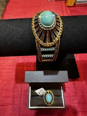 Conjunto de pulseira e anel femininos Off Park Collection tamanho 6 multicolorido bronze antigo - Imagem 1 de 4