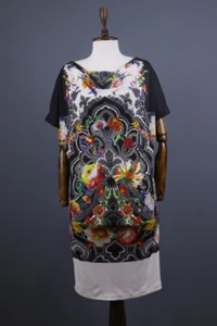ETRO MILANO Multicolor Abstract Art Short Sleeve A-Line Knee Dress Size 44 - Picture 1 of 13