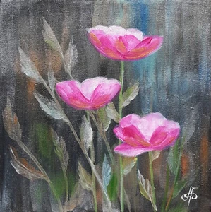 Blumen Gemälde Wiese Signiert Wandbild Deko Geschenk Original Ukrainischer Künstler - Bild 1 von 24