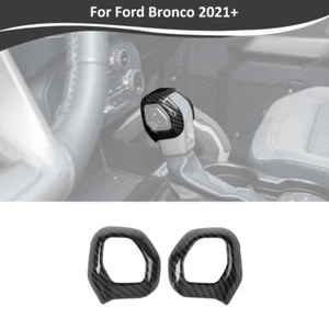2x Gear Shift Knob Head Cover Trim Bezels For Ford Bronco 2021-2023 Carbon Fiber - Picture 1 of 11