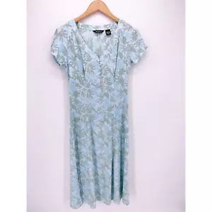 Eddie Bauer Vintage '07 Women's XS Blue Long Floral Button Front Dress D10 - Picture 1 of 6
