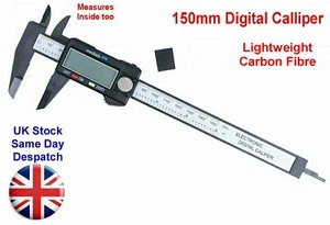 150mm Carbon Fibre LCD Digital caliper measuring Tool in Case Lightweight - Picture 1 of 3