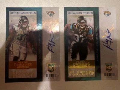 (x2) 2013 Contenders Jonathan Cyprien Rookie Playoff Auto /99 + Variation /99 - Image 1 of 2