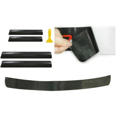 4x Carbon Fiber Car Door Plate Sill Scuff Cover Anti Scratch Sticker Accessories - Image 1 of 4