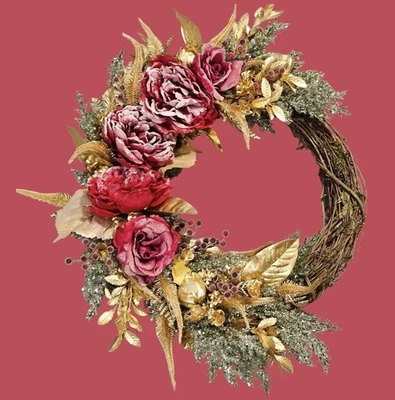 Luxe Red Rustic Winter Wreath - Image 1 of 4