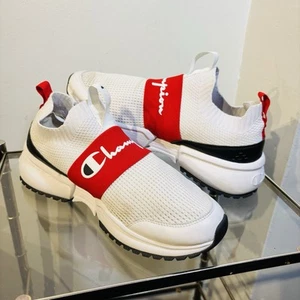 Champion Mid Top Knit Sneakers White/Red Men’s Size 10 READ - Picture 1 of 12