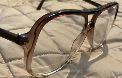 LARGE AVIATOR VTG Luxottica Brown Fade Teardrop Eyeglasses UNISEX w Prescription - Image 1 of 4