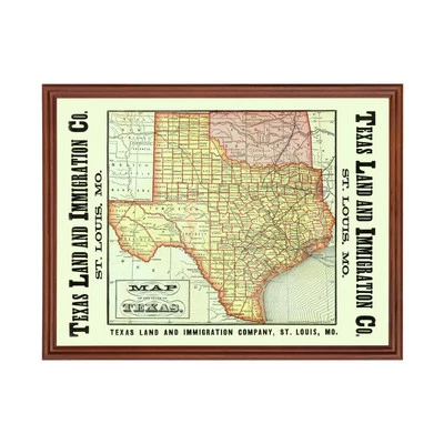 Old Map of Texas 1876 - Vintage Texas Art - Image 1 of 4