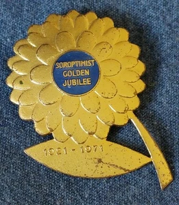 Vintage SOROPTIMIST GOLDEN JUBILEE 1971 Metal & Enamel Pin Badge S Johnson Milan - Picture 1 of 2