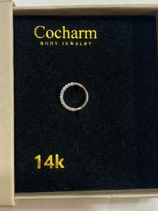 Piercing de cartílago anillo de segmento de nariz clicker tabique oro blanco 14k Cocharm - Imagen 1 de 4