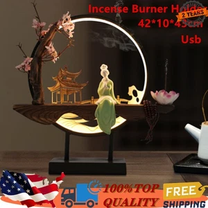 Ceramic Backflow Incense Burner Holder Lotus Waterfall & Incense Cones LED - Picture 1 of 12