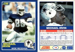 1989 Score RC Michael Irvin #18 Miami Hurricanes/Dallas Cowboys - Picture 1 of 1