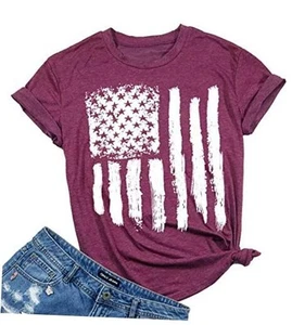 Patriotic Shirts for Women American Flag Shirt 4th of July Tshirt Graphic Tees - Picture 1 of 5