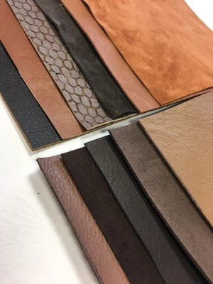 4 or 8 pcs Of Brown Shades 5x5in Genuine Leather Scraps - Image 1 of 4