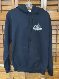 FELPA PULLOVER UOMO NERA CON CAPPUCCIO TASCA, TAGLIA MEDIA, LOGO SALDATURA - Foto 1 di 5